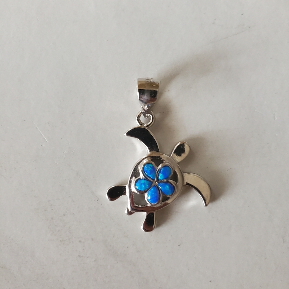 Opal turtle pendant